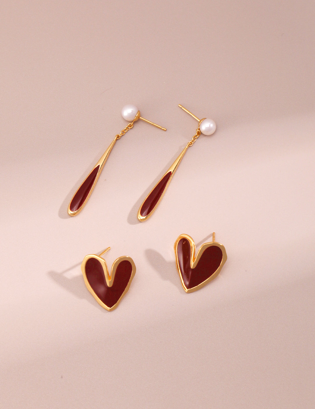 Heart glazed earrings