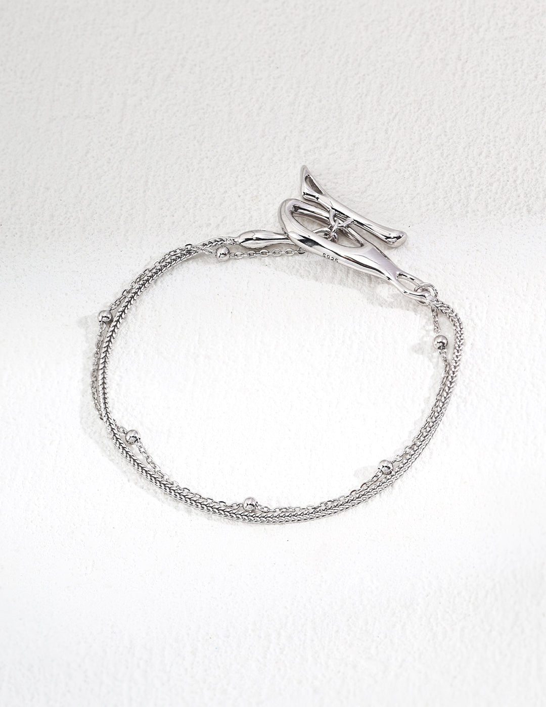 Minimalist S925 Sterling Silver Double Chain Bracelet, Versatile Flattering for All Skin Tones