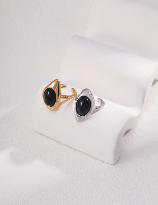 Sterling silver ring with natural agate