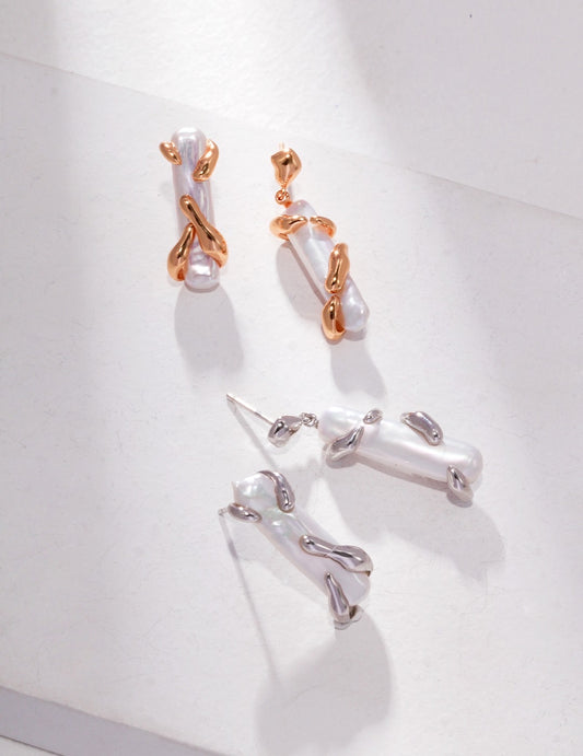 Sterling silver AB pearl earrings
