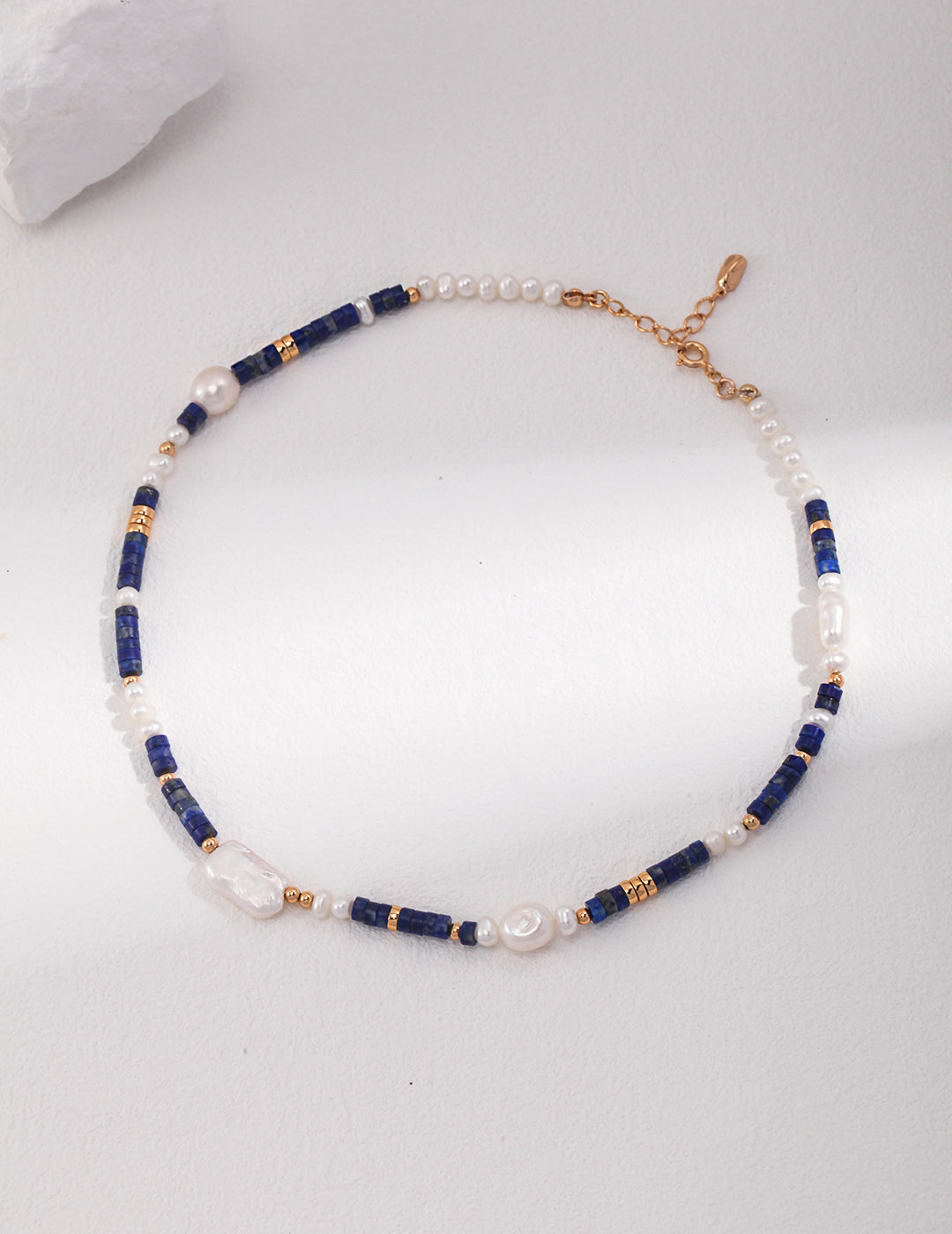 Sterling silver lapis lazuli pearl necklace