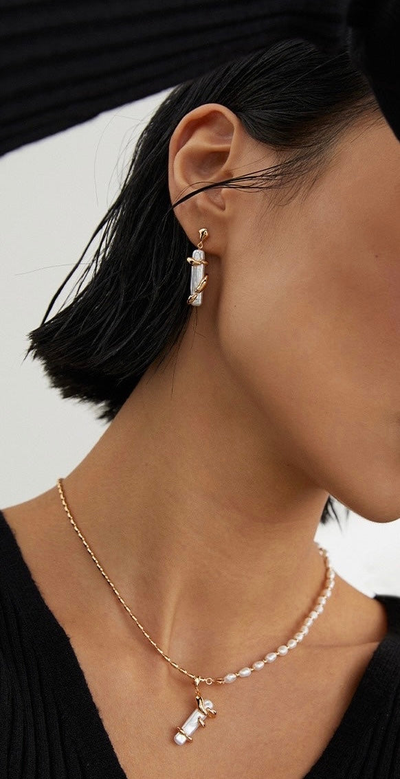 Sterling silver AB pearl earrings